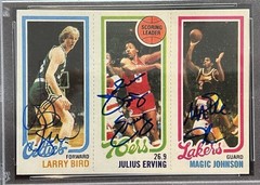 Reprint Rookie Card Larry Bird Magic Johnson Julius Erving Triple Auto Signed AU