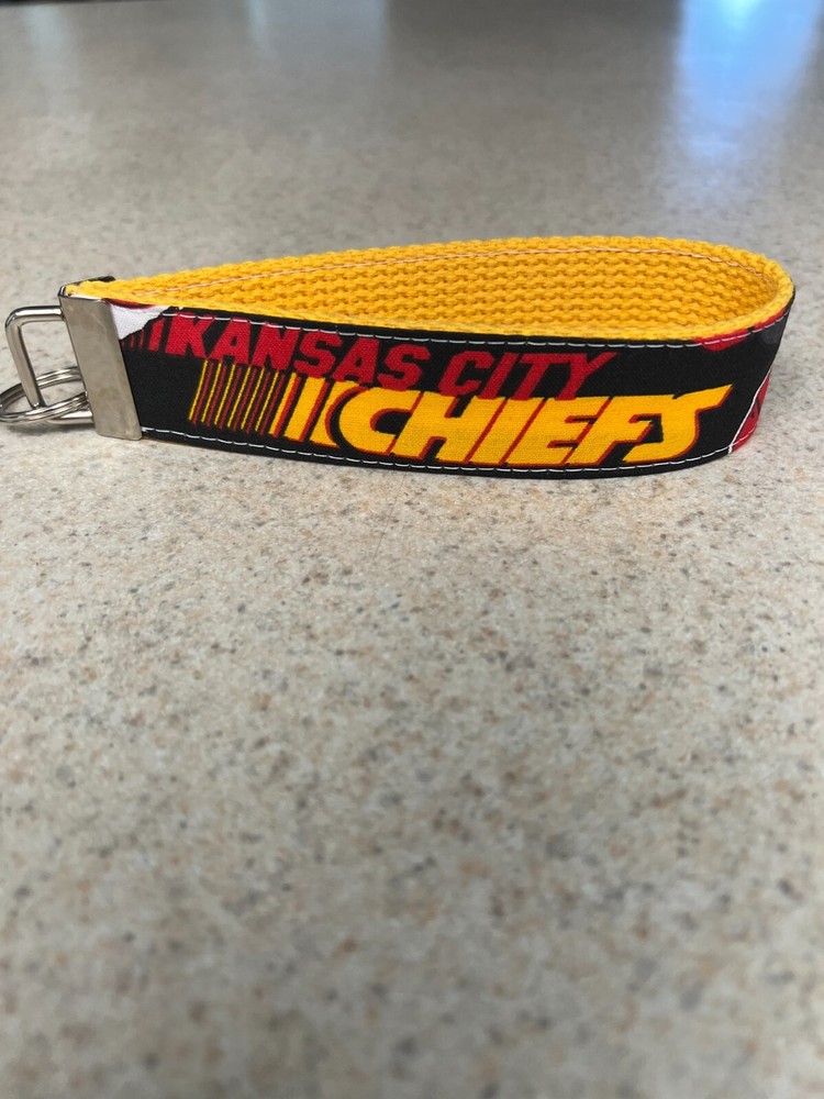 Key Ring Fob Wristlet Style – Kansas City Chiefs on Yellow – New Design Fabric