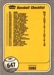 1981 FLEER #641-659 MLB Team Checklist Cards Clean! 81-FBBC