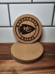 Kansas City Chiefs Cork Coaster 4 Inch Diameter NFL Team Logo