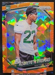 2025 Panini Prizm Football Azareye&rsquo;h Thomas Orange Cracked Ice Rookie #390 Jets