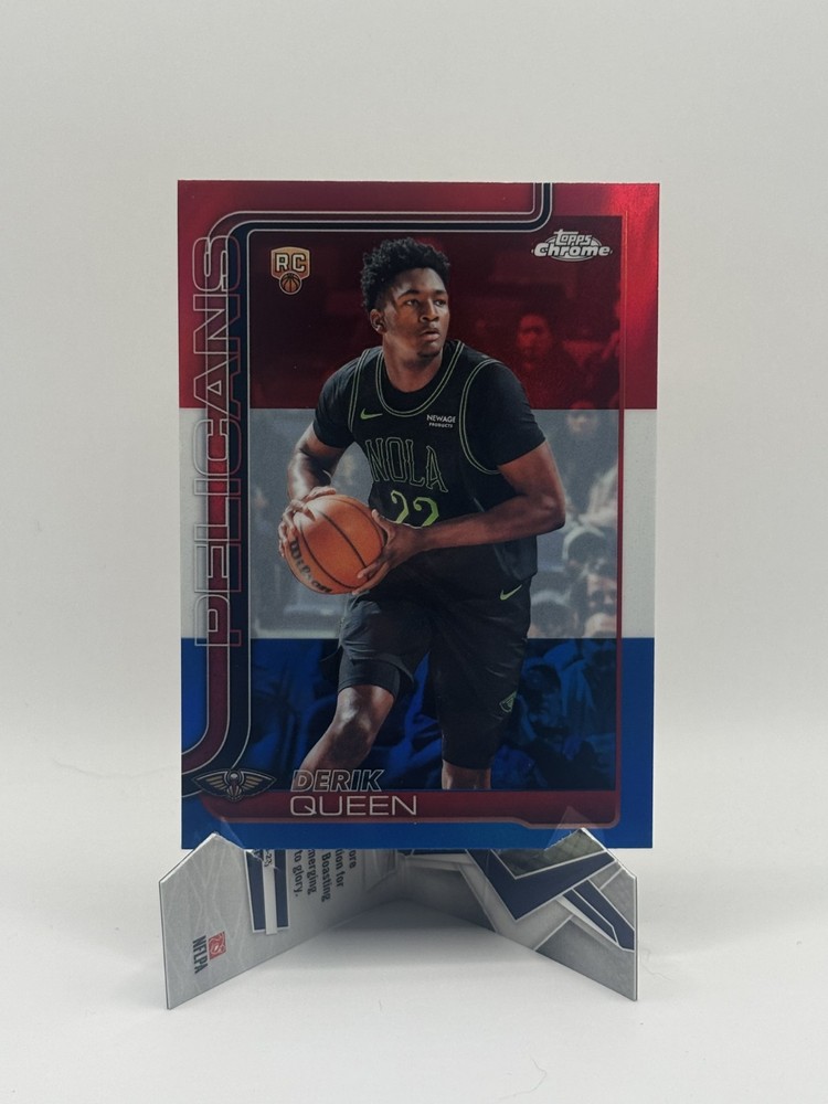 2025-26 Topps Chrome Derik Queen #263 Red White & Blue Refractor (RC)