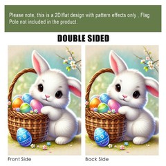 Easter Garden Flag, Cute Bunny & Basket Eggs Pattern Polyester 12×18 Inches, E