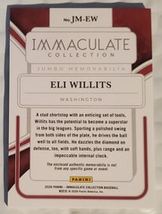ELI WILLITS Jumbo Memorabilia Patch /10 SP 2026 Panini Immaculate Baseball