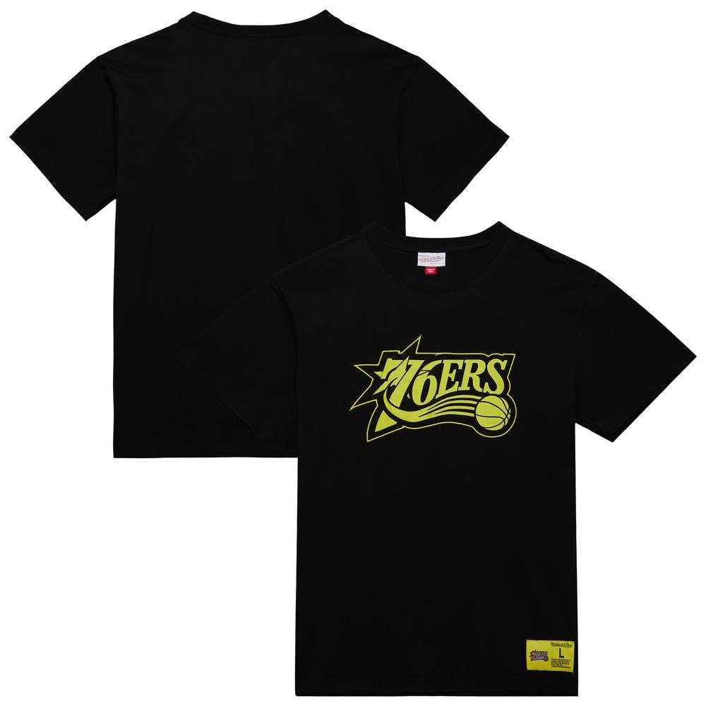 Men&rsquo;s Mitchell & Ness Black Philadelphia 76ers Hardwood Classics Neon Nights