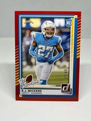 R.J. Mickens 2025 Donruss Rookies & Highlights Red /49 Chargers #DRH-27
