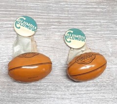 Antique COLUMBIA 30s 40s Football Team Pinback Pin Button Charm Sovenir Ribbon