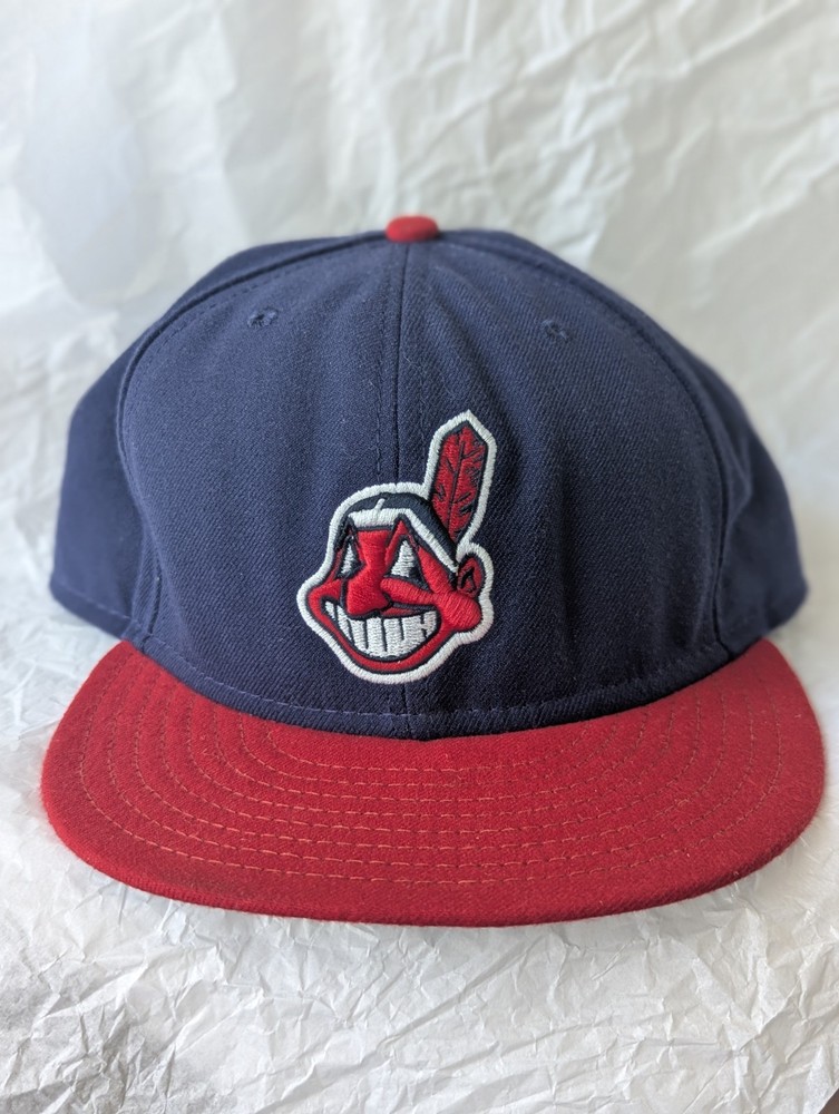Cleveland Indians New Era MLB Wahoo Authentic On Field 59Fitty Hat Navy and Red