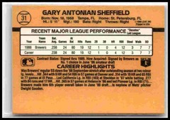 1989 Donruss #31 Gary Sheffield Rated Rookie Card RC