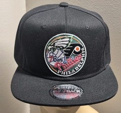 Philadelphia SPORTS FANS Flat bill Snapback Hat Black Phillies Eagles Hat/Cap