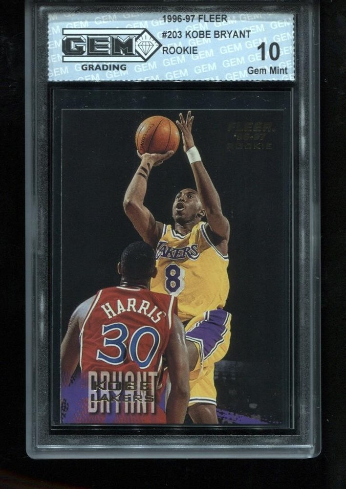 Kobe Bryant Rookie 1996-97 Fleer #203 RC Card NBA Los Angeles Lakers GEM MINT 10