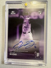 2025 Topps Black & White Spencer Bivens #067A Purple Auto /25 Rookie Giants