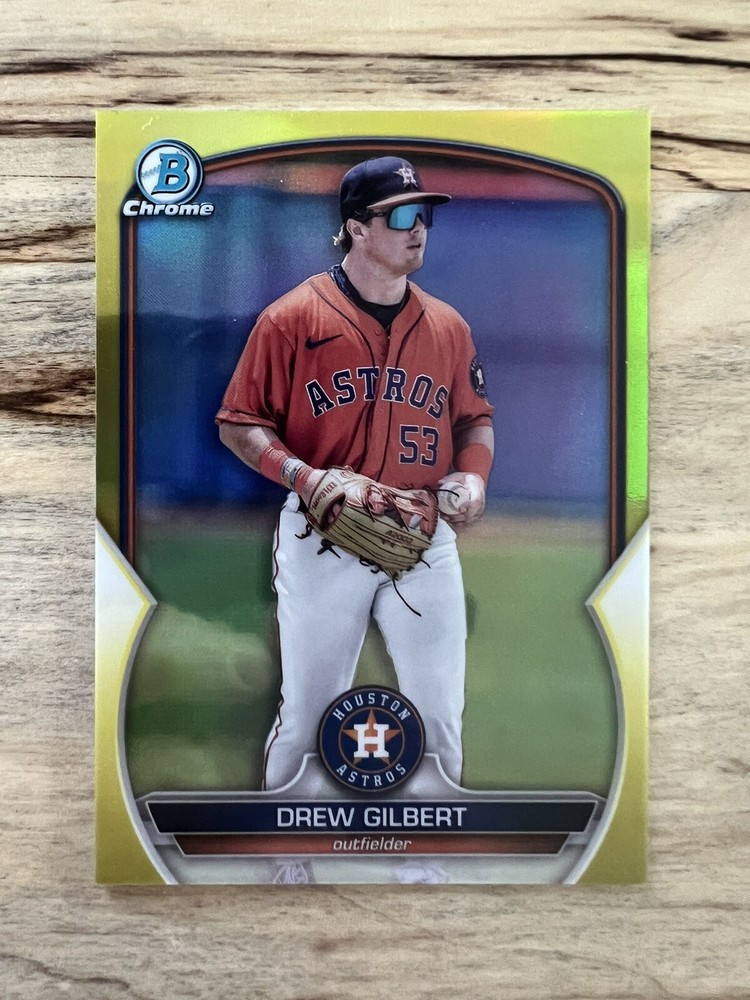 2023 Bowman Chrome DREW GILBERT /75 True Yellow Refractor SP Rookie NY Mets 🔥