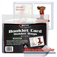 Pack of 100 BCW Resealable Vertical Booklet Trading Card Holder Poly Bags