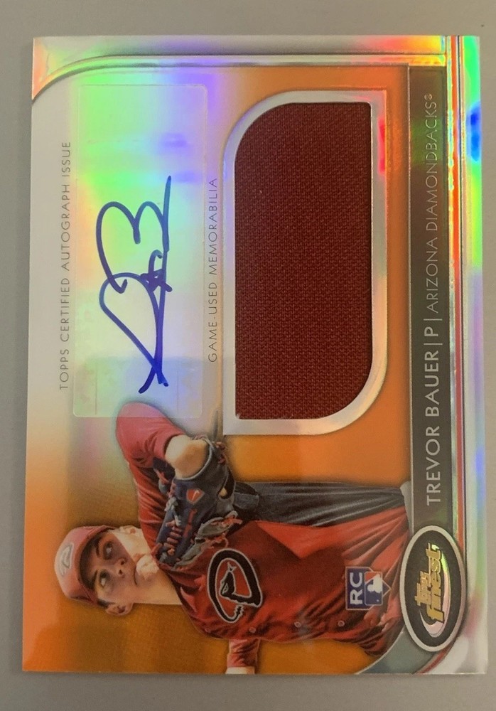 🔥ONLY99🔥 2012 Topps Finest Autograph Jumbo Relic Patch Trevor Bauer RC Orange