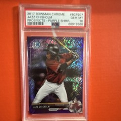 Topps 2017 Bowman Chrome Jazz Chisholm #BCP207 Purple Shimmer RC PSA 10