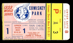 1959 WORLD SERIES GAME 1 TICKET STUB – WHITE SOX DODGERS KOUFAX WS DEBUT