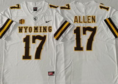 (Duty-Free ) Men&rsquo;s Josh Allen #17 Wyoming Cowboys Stitched Jersey White/Brown