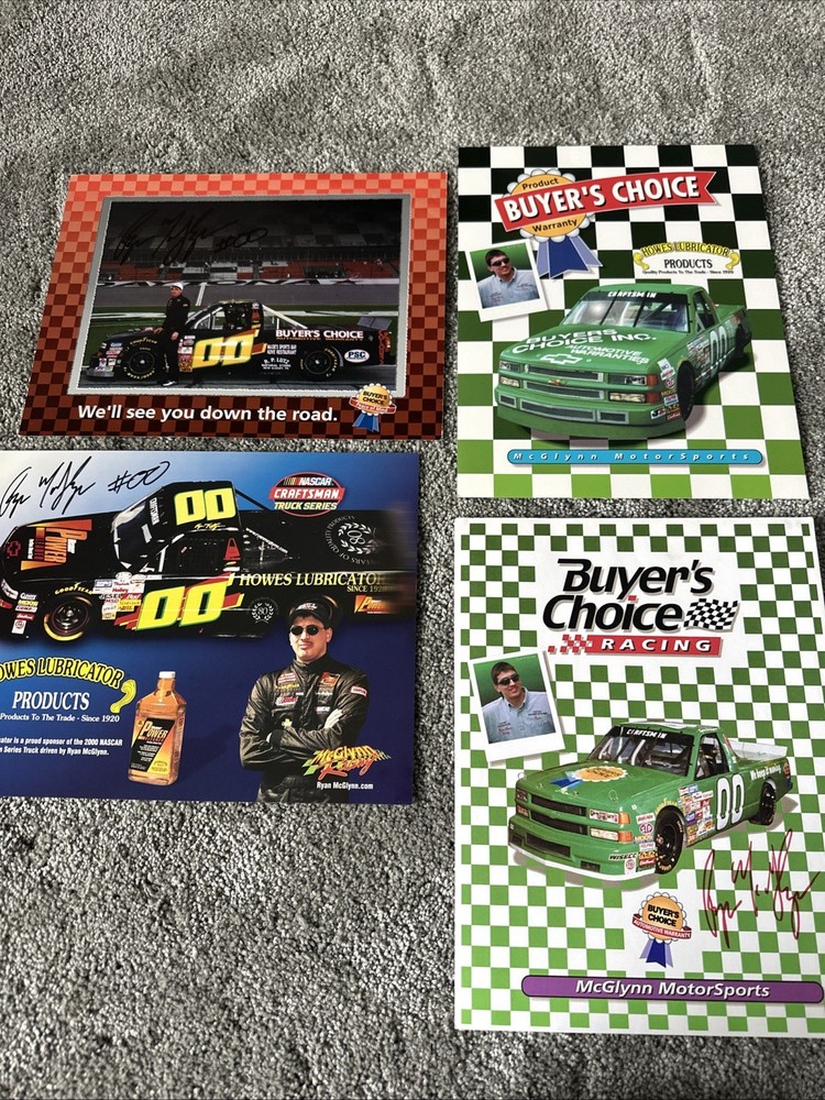 Ryan McGlynn NASCAR Craftsman Truck Series 2 Are Signed Original Postcards