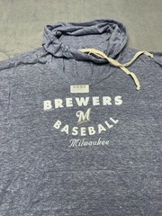 Milwaukee Brewers Women’s Soft As A Grape Blue Gray Funnel Neck Shirt MLB