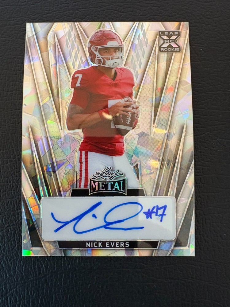 2024 Leaf Metal Nick Evers RC AUTO 2/8 On-Card XRC Silver Crystal Badgers
