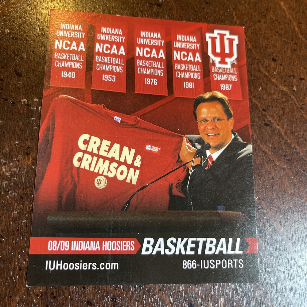 2008-2009 Indiana University Men’s Basketball Schedule — Tom Crean — 4.5”x 3.5”