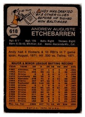 Andy Etchebarren 1973 Topps #618 High Number Baltimore Orioles