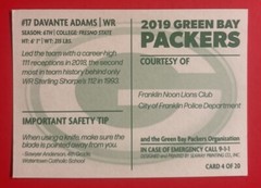 2019 GREEN BAY PACKERS DAVANTE ADAMS Regional Police Safety Football Card Raider