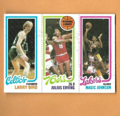 1980 81 Topps #34 LARRY BIRD Rookie/#174 Julius Erving/#139 Magic Johnson EXC