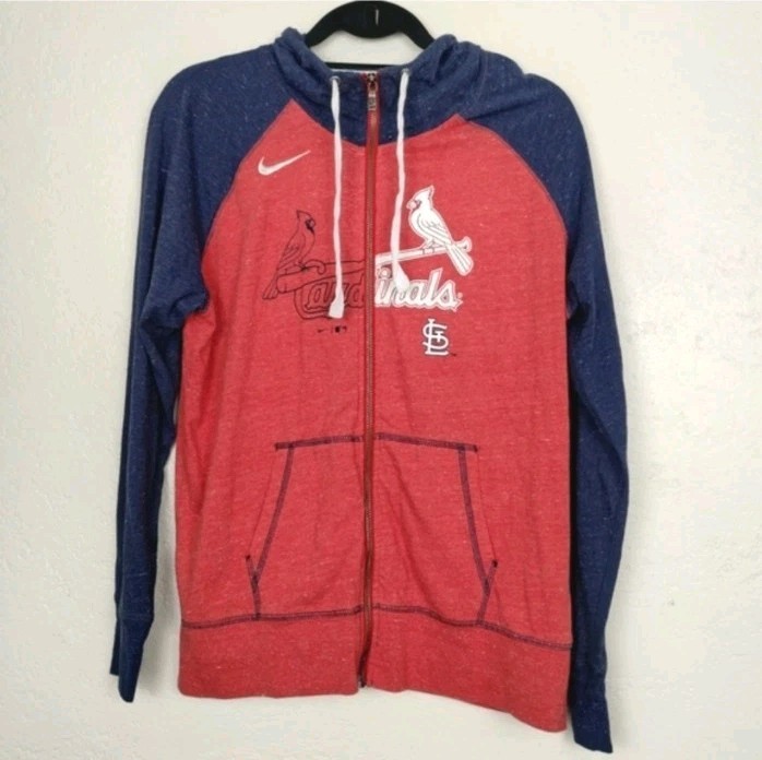 Women&rsquo;s Nike Heathered Red and Navy St. Louis Cardinals Zip Up Hoodie Size Large