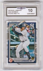 2024 BOWMAN GEORGE LOMBARD JR. ROOKIE BASEBALL CARD NEW YORK YANKEES SHORTSTOP