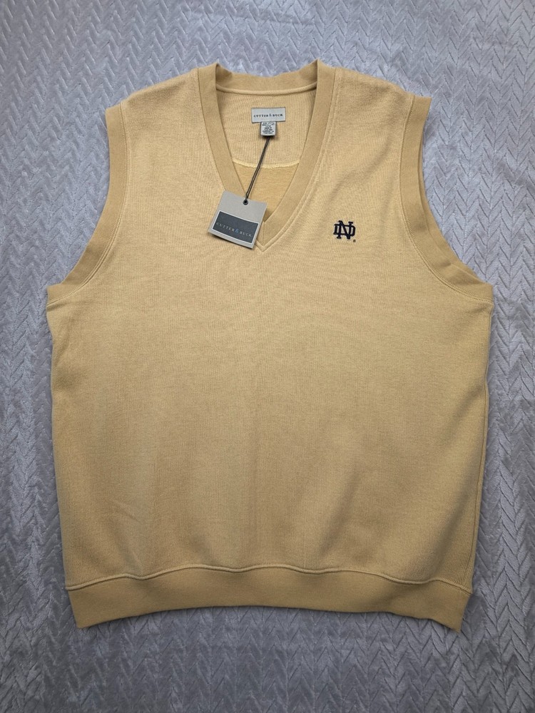 Notre Dame Fighting Irish Cutter & Buck Sweater Vest Men&rsquo;s 2XL Gold New