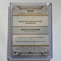 Topps Inception 2025 Kevin Alcántara Cubs RC Auto RESA-KA Rookie/Emerging 09/75