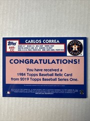2019 Topps – 1984 Topps Baseball Relics Carlos Correa #84R-CC (MEM)