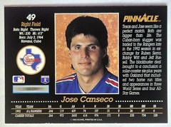 Jose Canseco 1993 Pinnacle #49 Texas Rangers
