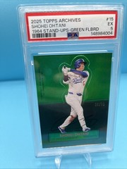 2025 Topps Archives – 1964 Stand-Ups Shohei Ohtani #64SU-15 Green /99. PSA 5