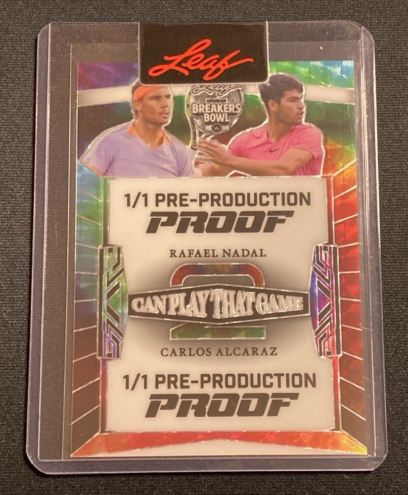 Carlos Alcaraz Rafael Nadal 1/1 Rainbow Pre-Production Proof 2024 Leaf Metal