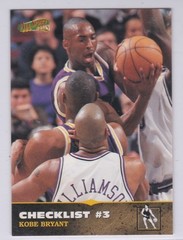 1996 Score Board All Sport Plus #150 Kobe Bryant RC, Checklist #3 NRMT
