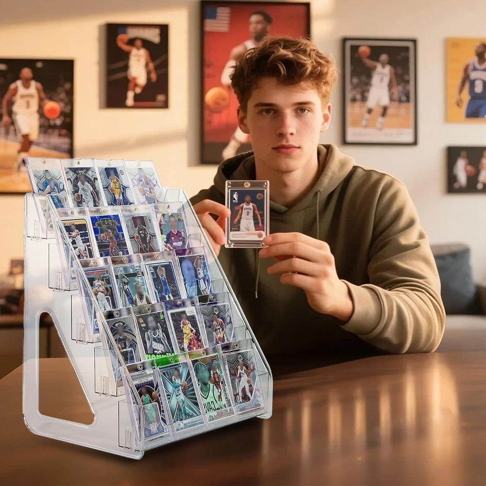 Trading Card Display Stand, 5 Tier Vertical Holder for Baseball Basketball Sport