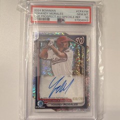 2024 Bowman Chrome Yohandy Morales Prospect Auto Speckle /299 PSA 10 CPA-YM