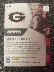 Anthony Edwards Rookie 2020-21 Prizm Draft Picks Red Cracked Ice Prizm #41 (NM)