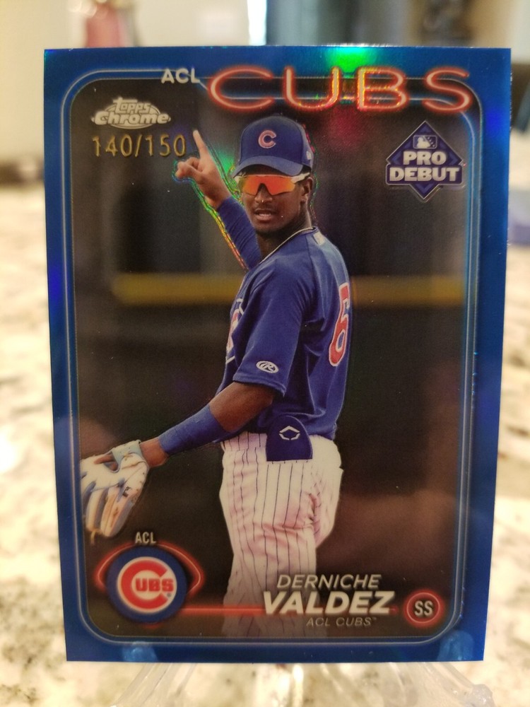 2024 Topps Pro Debut Chrome Derniche Valdez Blue Refractor /150 PDC-126 Cubs