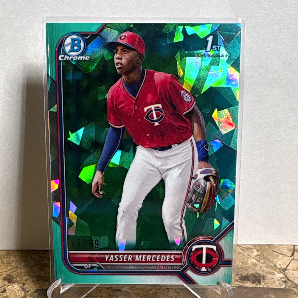 Topps 2022 Bowman Chrome Sapphire Yasser Mercedes BCP-171 Aqua /99 Twins