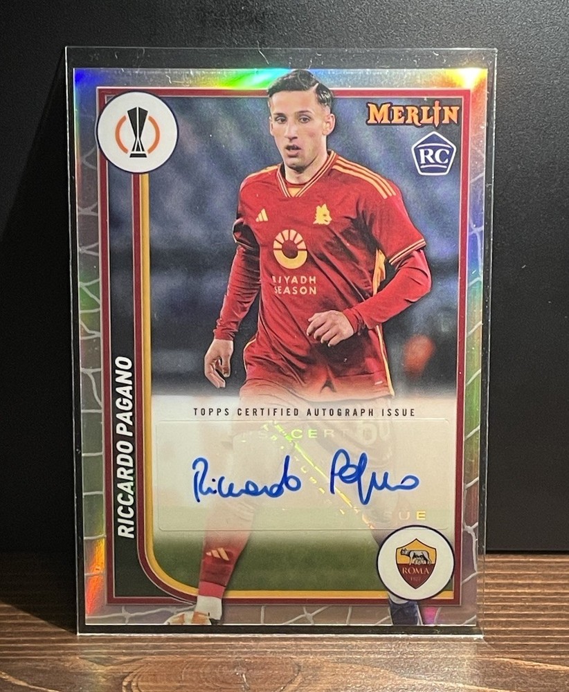 2023-24 Topps Merlin Chrome UEFA Riccardo Pagano Rookie Refractor Auto RC – Roma