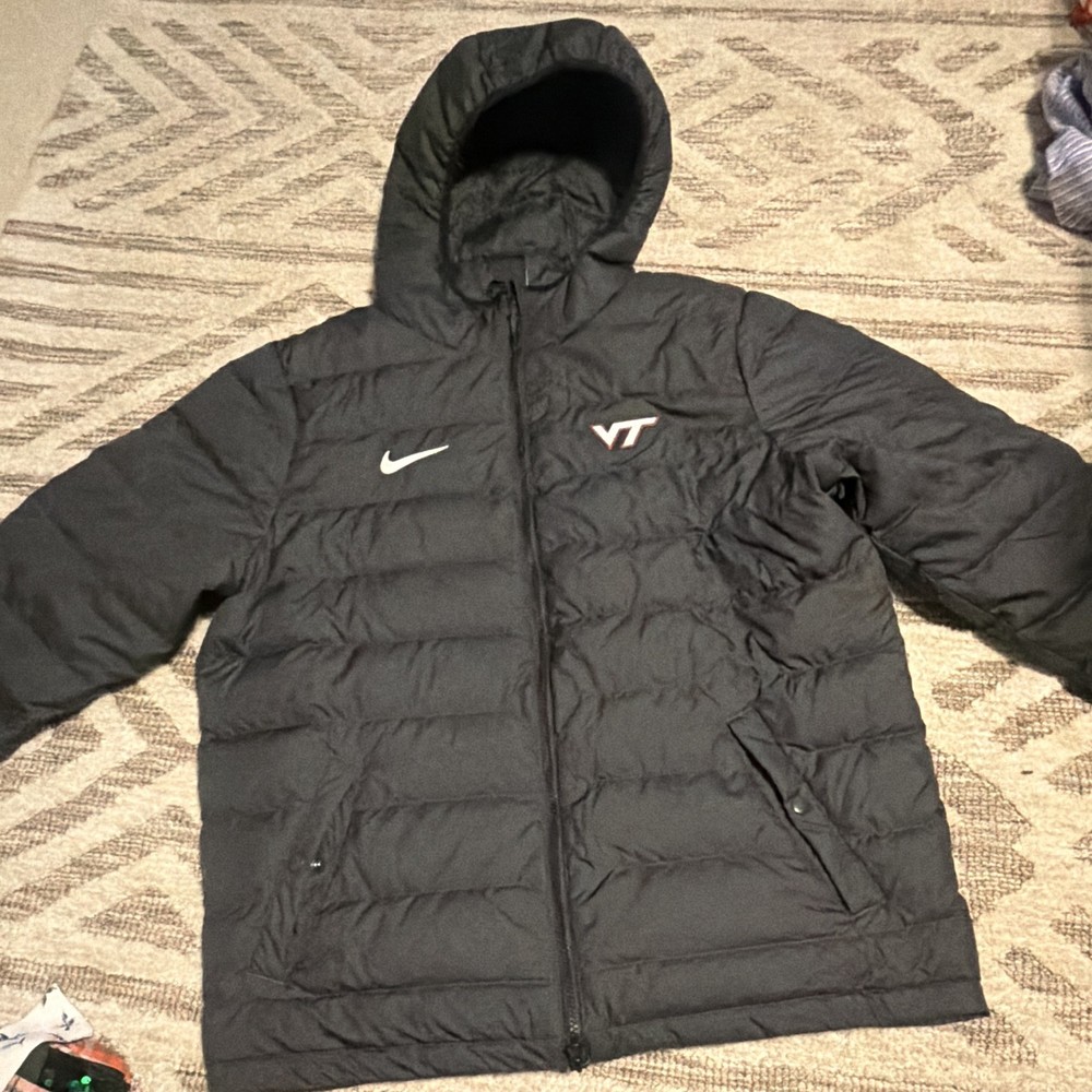 Nike Men’s Virginia Tech Black Hooded Puffer Jacket Size Medium