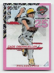 2025 Panini Prospect Edition #98 Cade Obermueller Holo Ticket Pink Velocity #/79