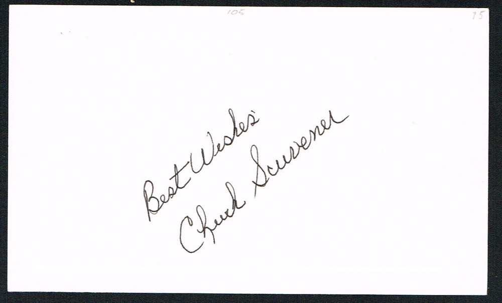 Chuck Scrivener signed autograph auto 3×5 index card Baseball Player H5709