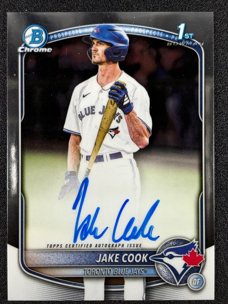 Jake Cook 2025 Bowman Draft 1st Chrome Prospect AUTO BLUE JAYS #CPA-JC