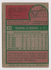1975 Topps #20 Thurman Munson Yankees GOOD shows wear