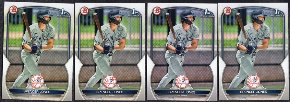 (4) Card Lot 2023 Bowman Prospects #BP-139 Spencer Jones 1st Rookie Yankees